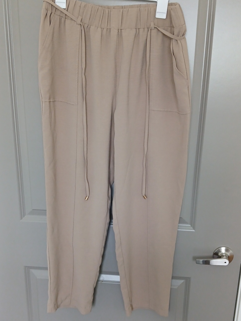 Soho Apparel Women's Beige Drawstring Relaxed Pants
